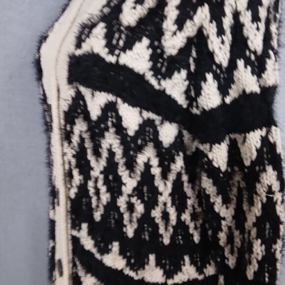Lucky Brand | Diamond Fair Isle Cardigan Black Ivory | Size M - Picture 7 of 13